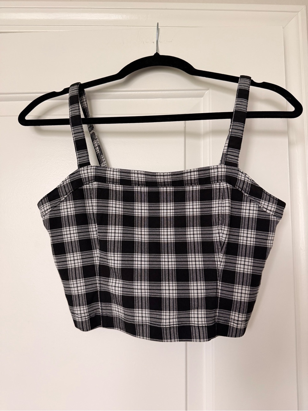 Hollister Black & White Plaid Crop Tank